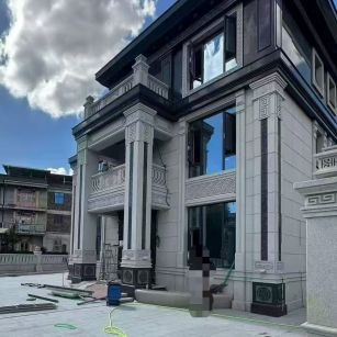 宁波 别墅干挂，芝麻白与芝麻黑完美配合