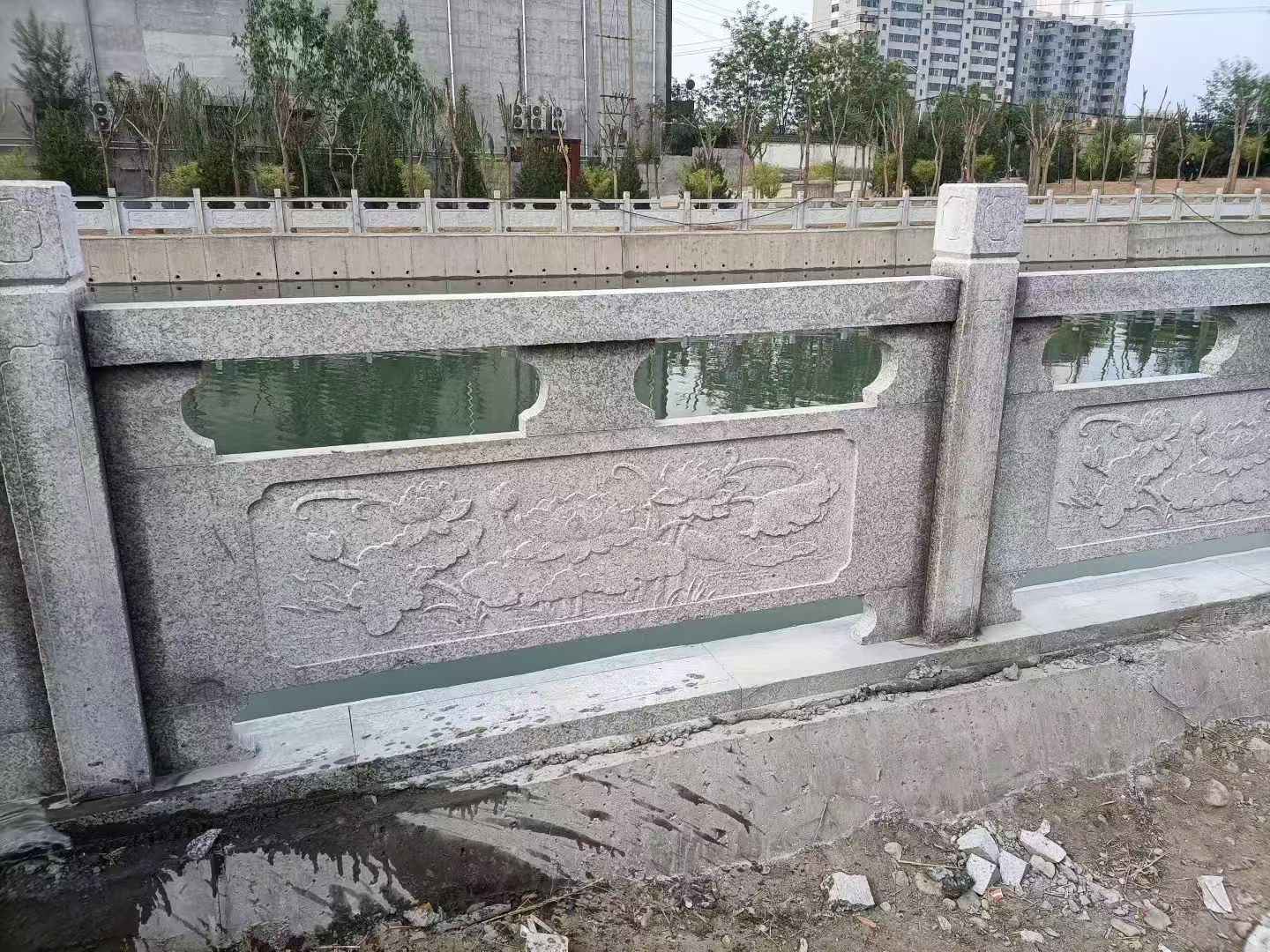 宁波 芙蓉白大花桥梁、河道，石材栏杆、围栏、护栏