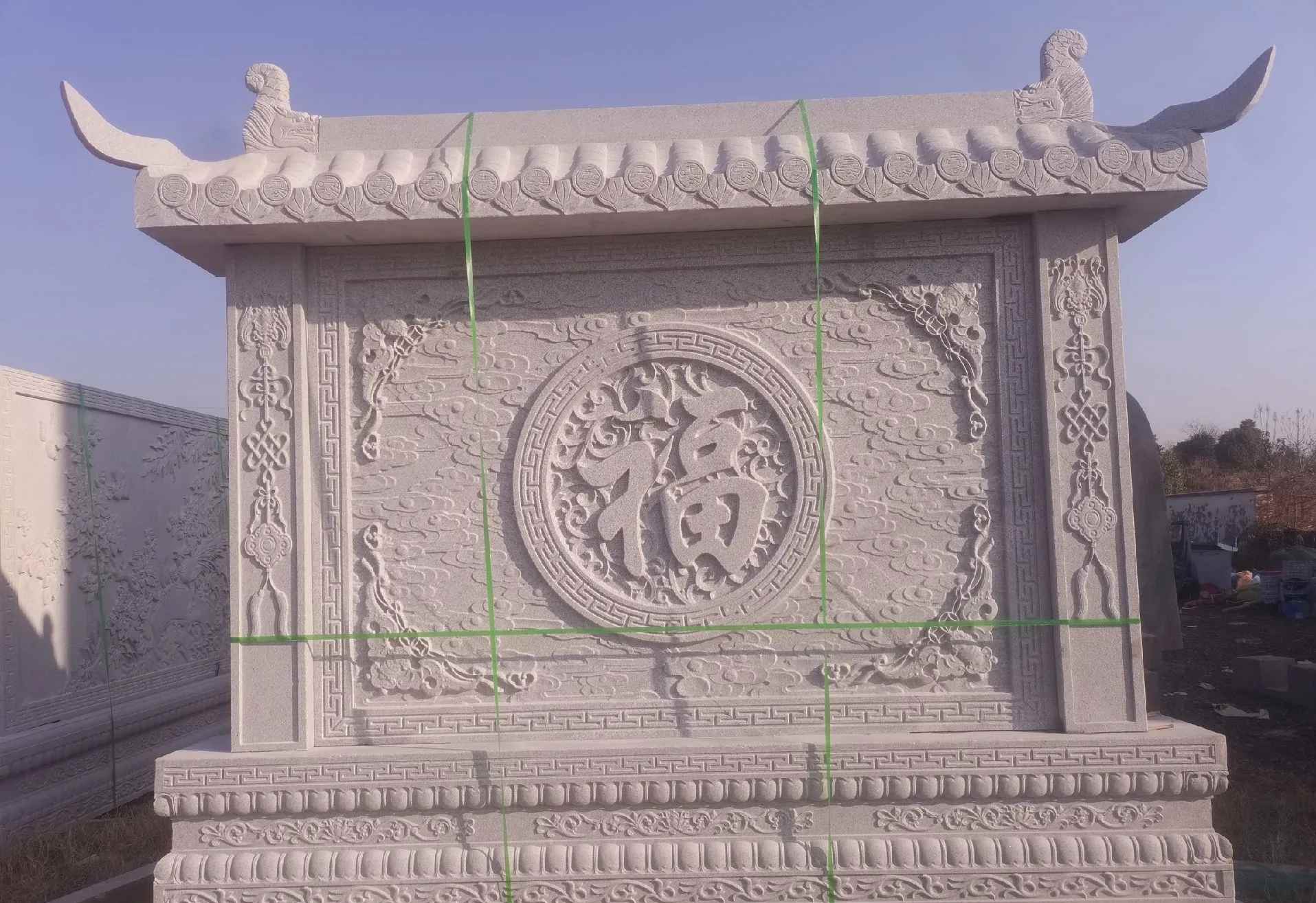 宁波 芝麻白花岗岩屏风，照壁，影壁